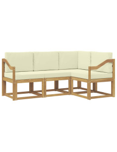 Set di divani da esterno con cuscino 4 pcs Bianco e Crema 2