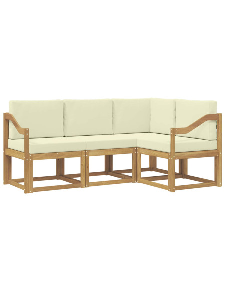 Set di divani da esterno con cuscino 4 pcs Bianco e Crema