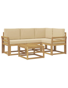 Set di divani da esterno con cuscino 5 pcs Bianco e Beige 2