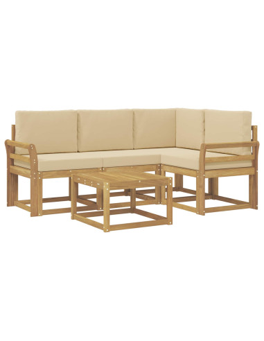 Set di divani da esterno con cuscino 5 pcs Bianco e Beige