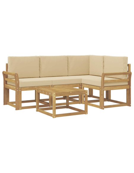Set di divani da esterno con cuscino 5 pcs Bianco e Beige