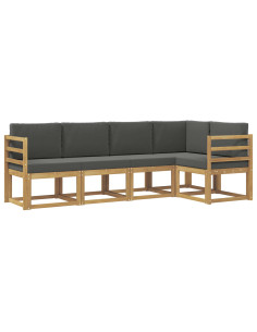 Set di divani da esterno con cuscino 5 pcs Bianco e Antracite 2