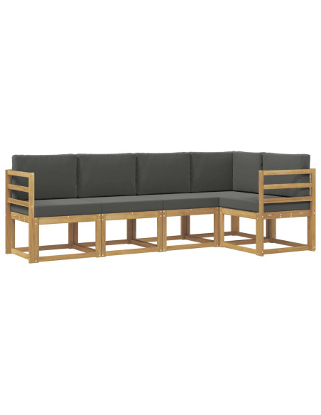 Set di divani da esterno con cuscino 5 pcs Bianco e Antracite