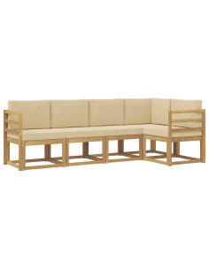 Set di divani da esterno con cuscino 5 pcs Bianco e Beige 2