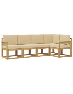 Set di divani da esterno con cuscino 5 pcs Bianco e Beige 2