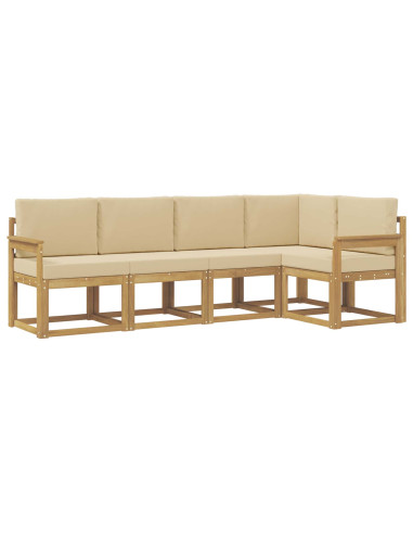 Set di divani da esterno con cuscino 5 pcs Bianco e Beige