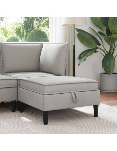 Pouf con Storage Grigio chiaro Velluto