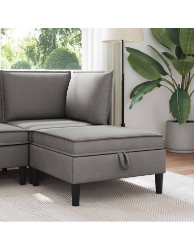Pouf con Storage Grigio scuro Velluto