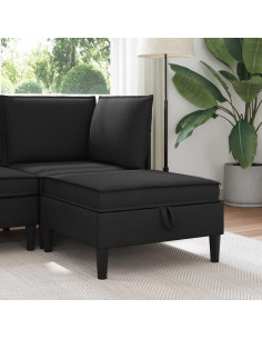 Pouf con Storage Nero Velluto