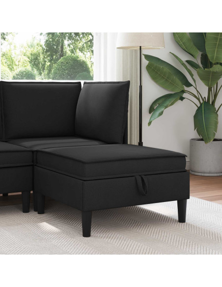 Pouf con Storage Nero Velluto