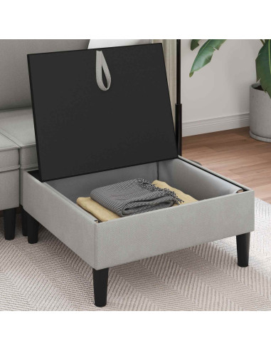Pouf con Storage Grigio chiaro Velluto