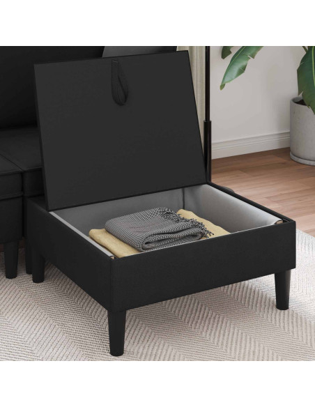 Pouf con Storage Nero Velluto
