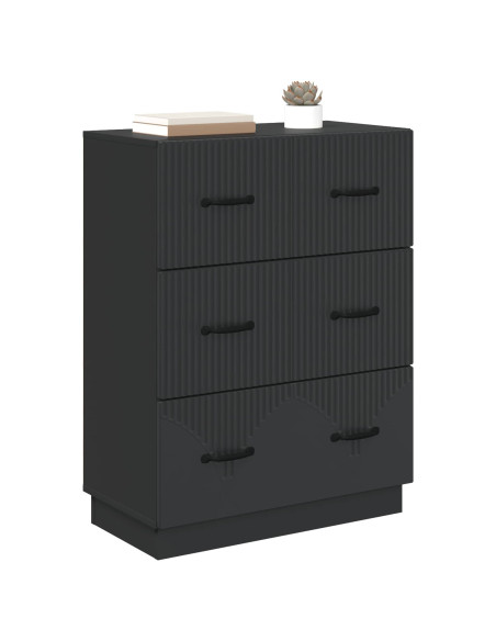 Mobile con Cassetti Nero 66 x 34,5 x 87 cm Legno ingegnerizzato