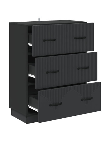 Mobile con Cassetti Nero 66 x 34,5 x 87 cm Legno ingegnerizzato