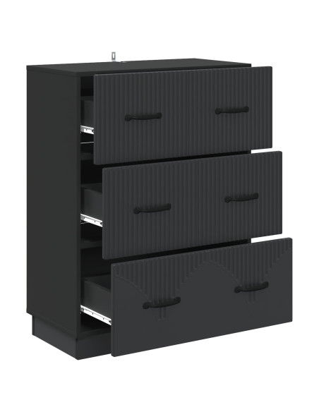 Mobile con Cassetti Nero 66 x 34,5 x 87 cm Legno ingegnerizzato
