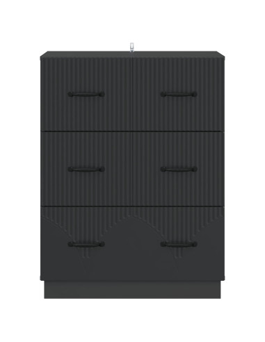 Mobile con Cassetti Nero 66 x 34,5 x 87 cm Legno ingegnerizzato