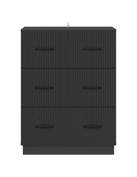 Mobile con Cassetti Nero 66 x 34,5 x 87 cm Legno ingegnerizzato