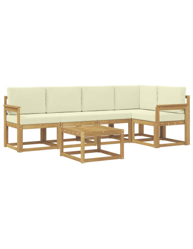 Set di divani da esterno con cuscino 6 pcs Bianco e Crema