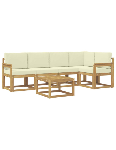 Set di divani da esterno con cuscino 6 pcs Bianco e Crema