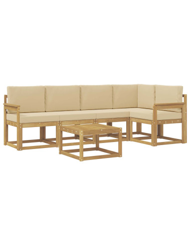 Set di divani da esterno con cuscino 6 pcs Bianco e Beige