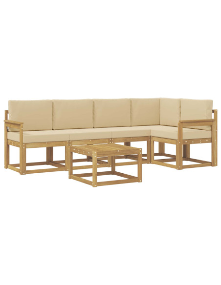 Set di divani da esterno con cuscino 6 pcs Bianco e Beige