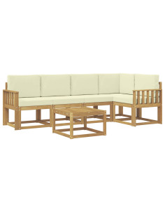 Set di divani da esterno con cuscino 6 pcs Bianco e Crema 2