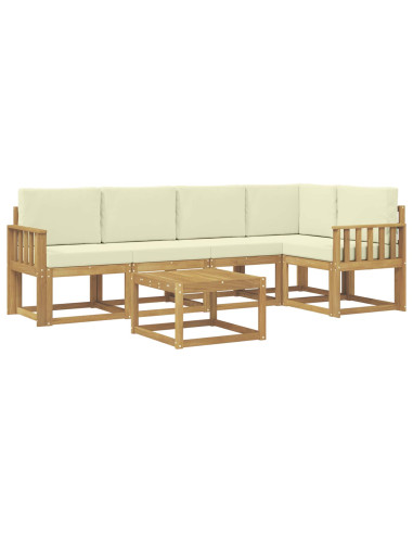 Set di divani da esterno con cuscino 6 pcs Bianco e Crema