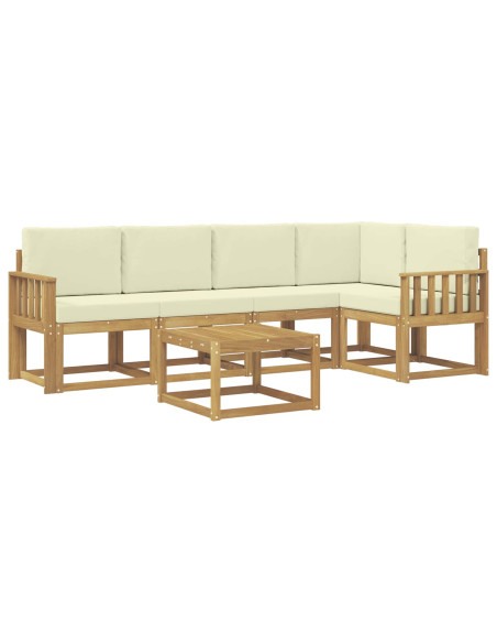 Set di divani da esterno con cuscino 6 pcs Bianco e Crema