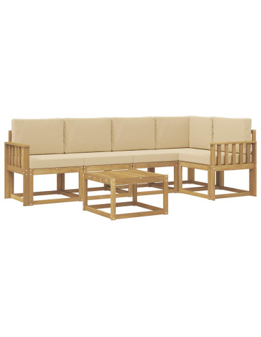 Set di divani da esterno con cuscino 6 pcs Bianco e Beige