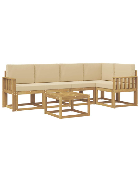 Set di divani da esterno con cuscino 6 pcs Bianco e Beige