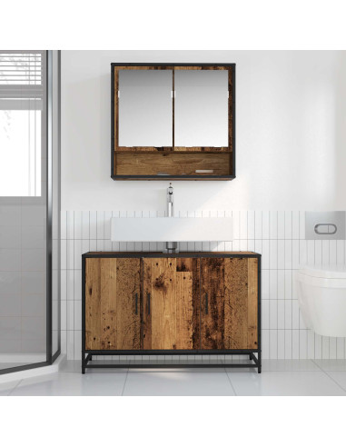 Set di mobili per il bagno con lo scaffale 2 pcs Legno vecchio