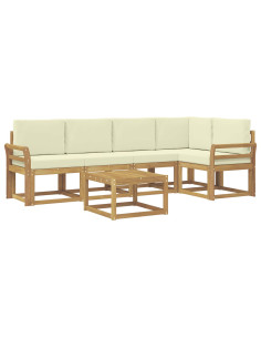 Set di divani da esterno con cuscino 6 pcs Bianco e Crema 2