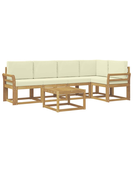 Set di divani da esterno con cuscino 6 pcs Bianco e Crema