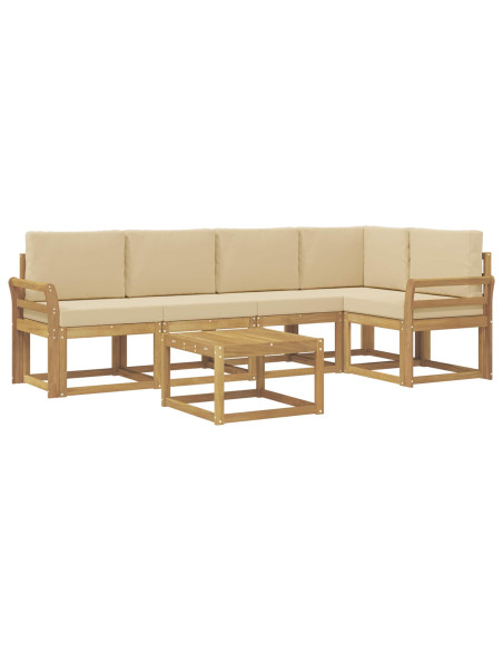 Set di divani da esterno con cuscino 6 pcs Bianco e Beige