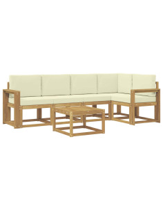 Set di divani da esterno con cuscino 6 pcs Bianco e Crema 2