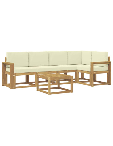 Set di divani da esterno con cuscino 6 pcs Bianco e Crema