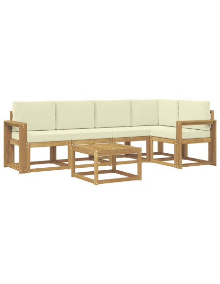 Set di divani da esterno con cuscino 6 pcs Bianco e Crema