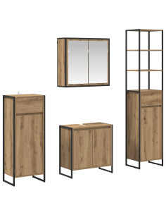 Set di mobili per il bagno Rovere artigianale Legno multistrato 2