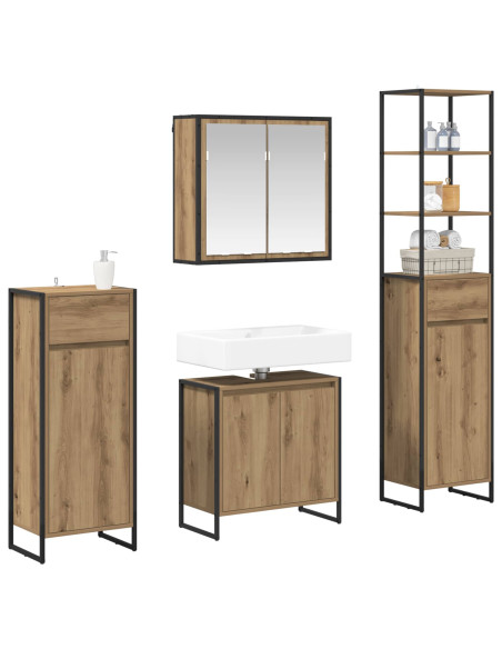 Set di mobili per il bagno Rovere artigianale Legno multistrato