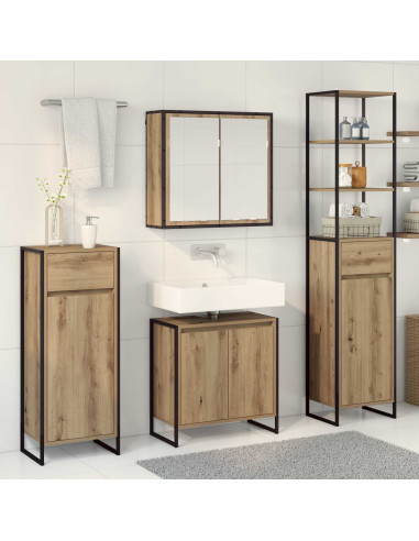 Set di mobili per il bagno Rovere artigianale Legno multistrato