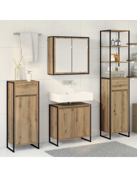 Set di mobili per il bagno Rovere artigianale Legno multistrato