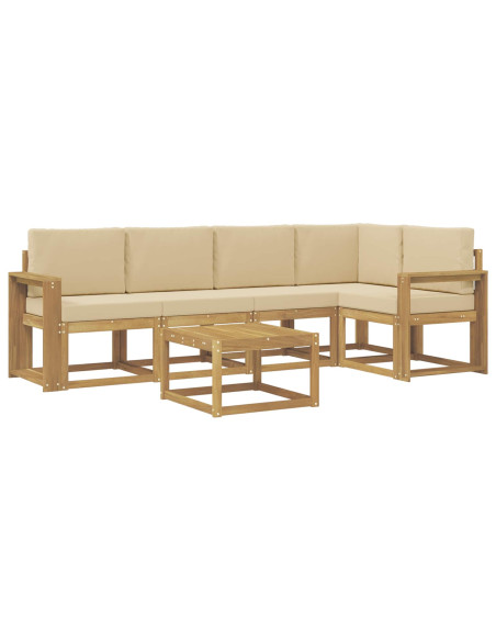 Set di divani da esterno con cuscino 6 pcs Bianco e Beige