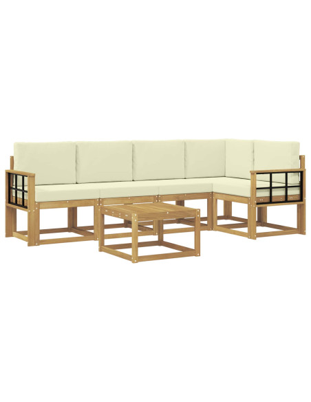 Set di divani da esterno con cuscino 6 pcs Bianco e Crema
