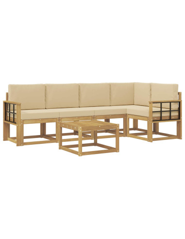 Set di divani da esterno con cuscino 6 pcs Bianco e Beige