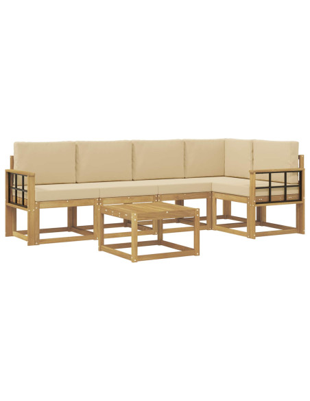 Set di divani da esterno con cuscino 6 pcs Bianco e Beige