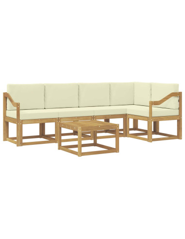 Set di divani da esterno con cuscino 6 pcs Bianco e Crema
