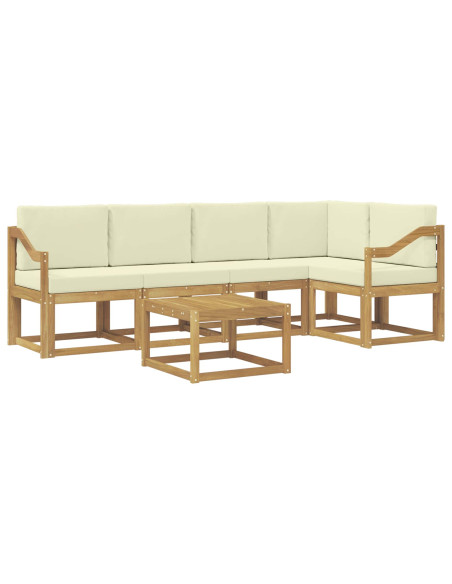 Set di divani da esterno con cuscino 6 pcs Bianco e Crema