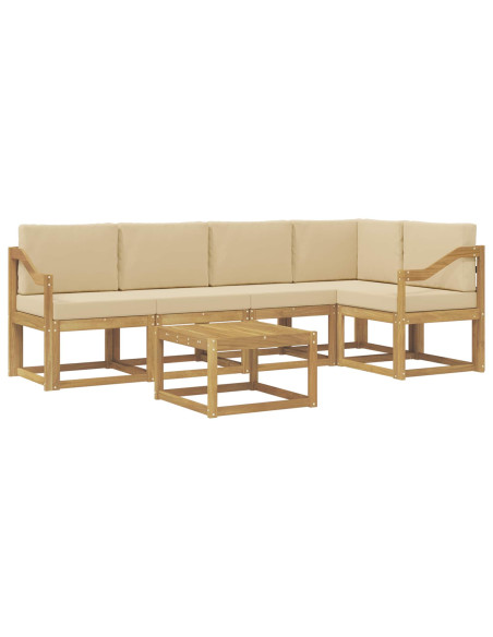 Set di divani da esterno con cuscino 6 pcs Bianco e Beige