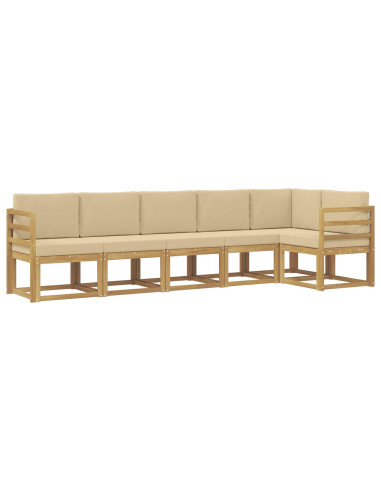 Set di divani da esterno 6 pcs Bianco e Beige Poliestere