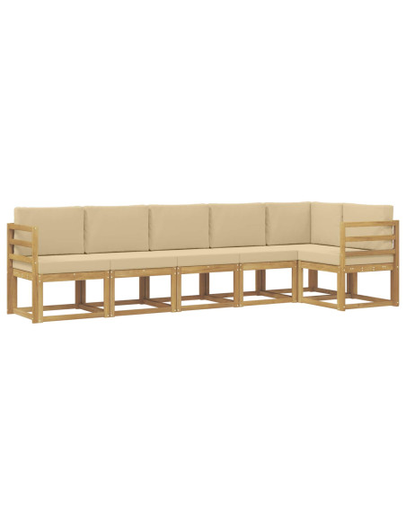 Set di divani da esterno 6 pcs Bianco e Beige Poliestere